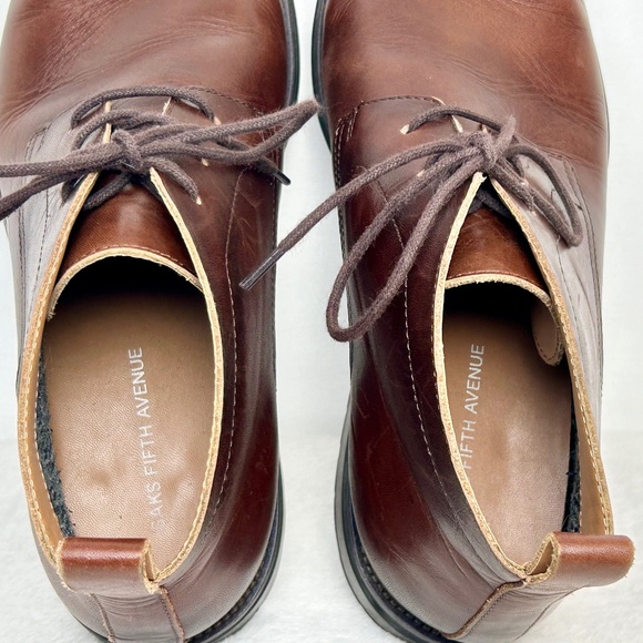 Men’s Brown Saks Fifth Avenue Joshua Leather Chukka Boots Brown Size 10 - Picture 6 of 9